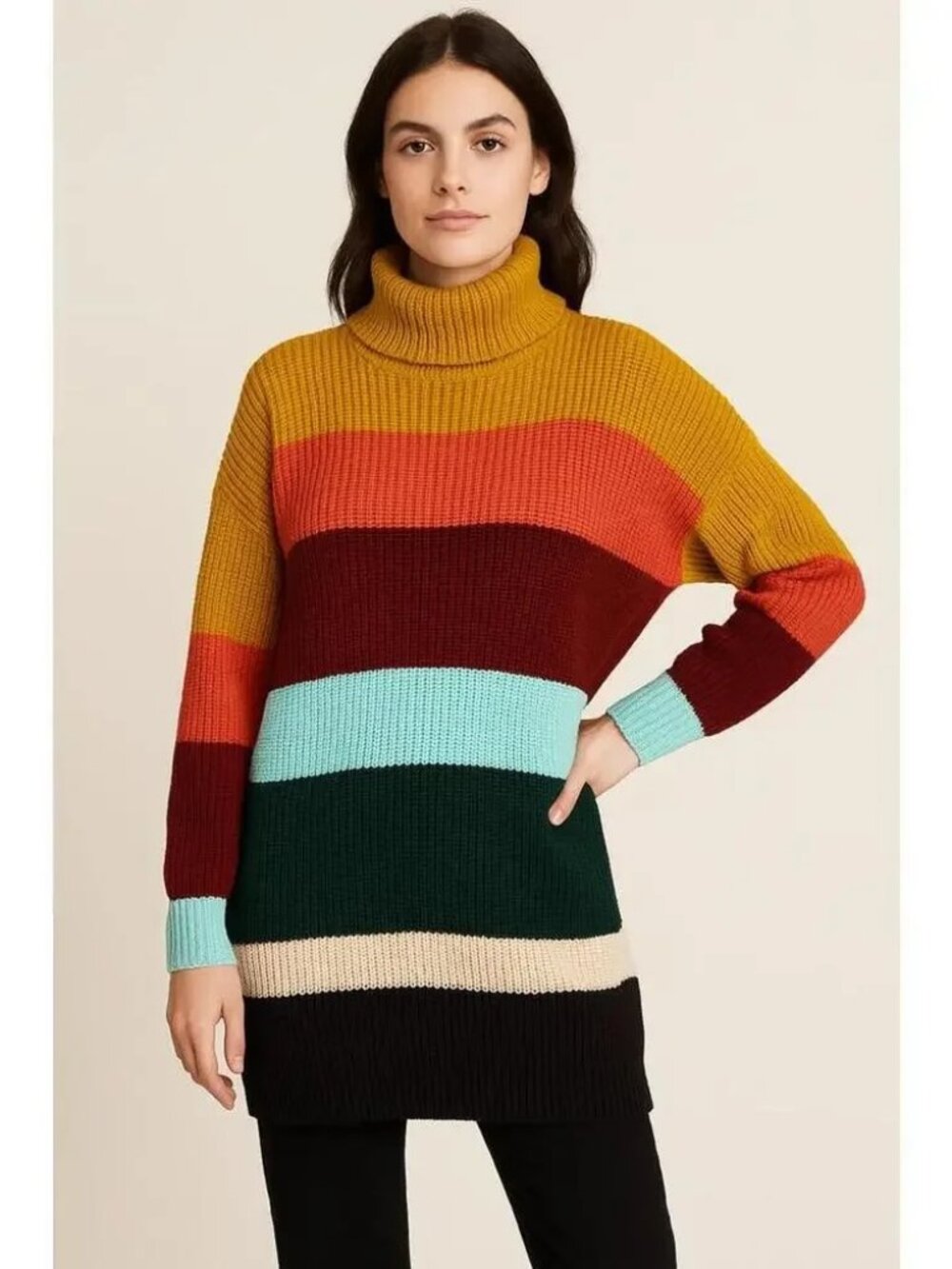 Farm Rio Boldly Striped Sweater Dress sz S